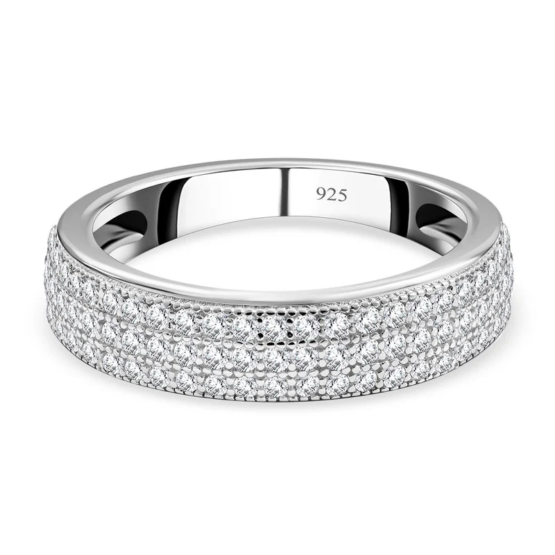 Lustro Stella - Weißer Zirkonia Ring, 925 Silber platiniert ca. 0.72 ct