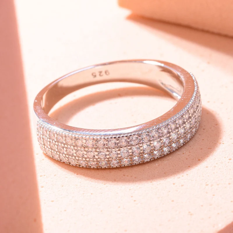 Lustro Stella - Weißer Zirkonia Ring, 925 Silber platiniert ca. 0.72 ct