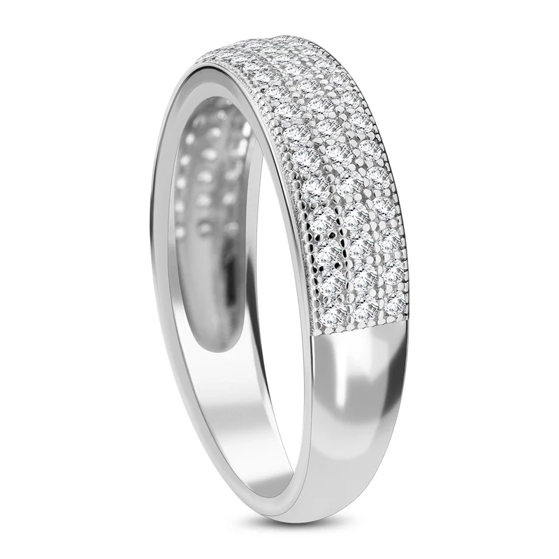 Lustro Stella - Weißer Zirkonia Ring, 925 Silber platiniert ca. 0.72 ct