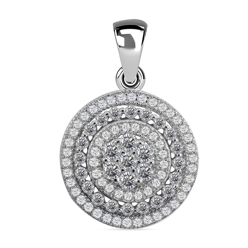 Lustro Stella - Weißer Zirkonia Anhänger, 925 Silber platiniert, ca. 1.26 ct