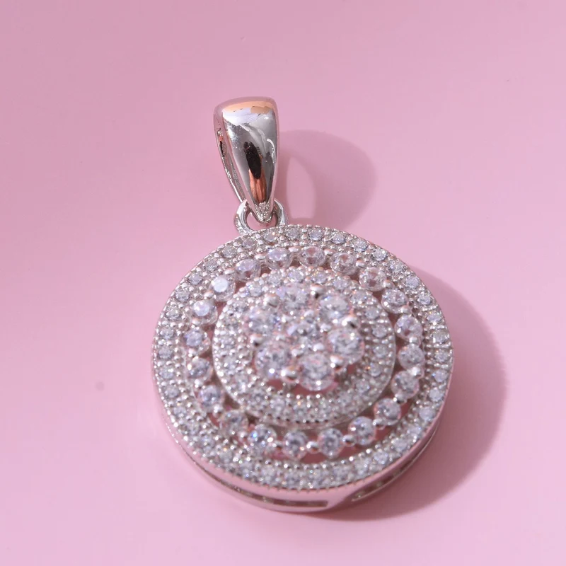 Lustro Stella - Weißer Zirkonia Anhänger, 925 Silber platiniert, ca. 1.26 ct