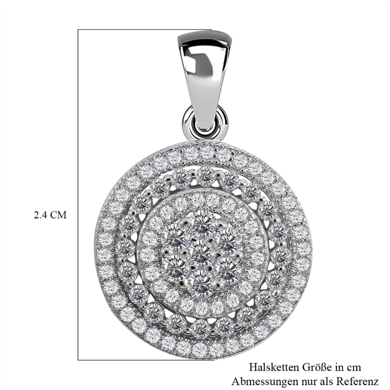 Lustro Stella - Weißer Zirkonia Anhänger, 925 Silber platiniert, ca. 1.26 ct