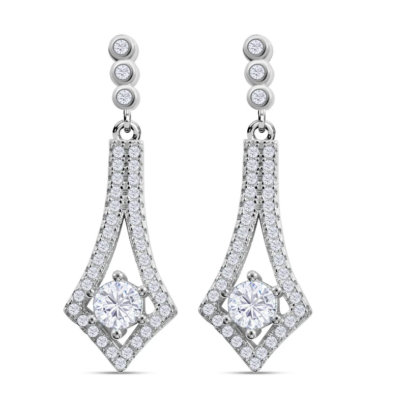 Lustro Stella - Weiße Zirkonia Ohrringe, 925 Silber platiniert ca. 1.60 ct
