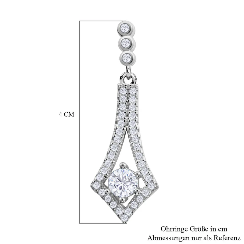Lustro Stella - Weiße Zirkonia Ohrringe, 925 Silber platiniert ca. 1.60 ct