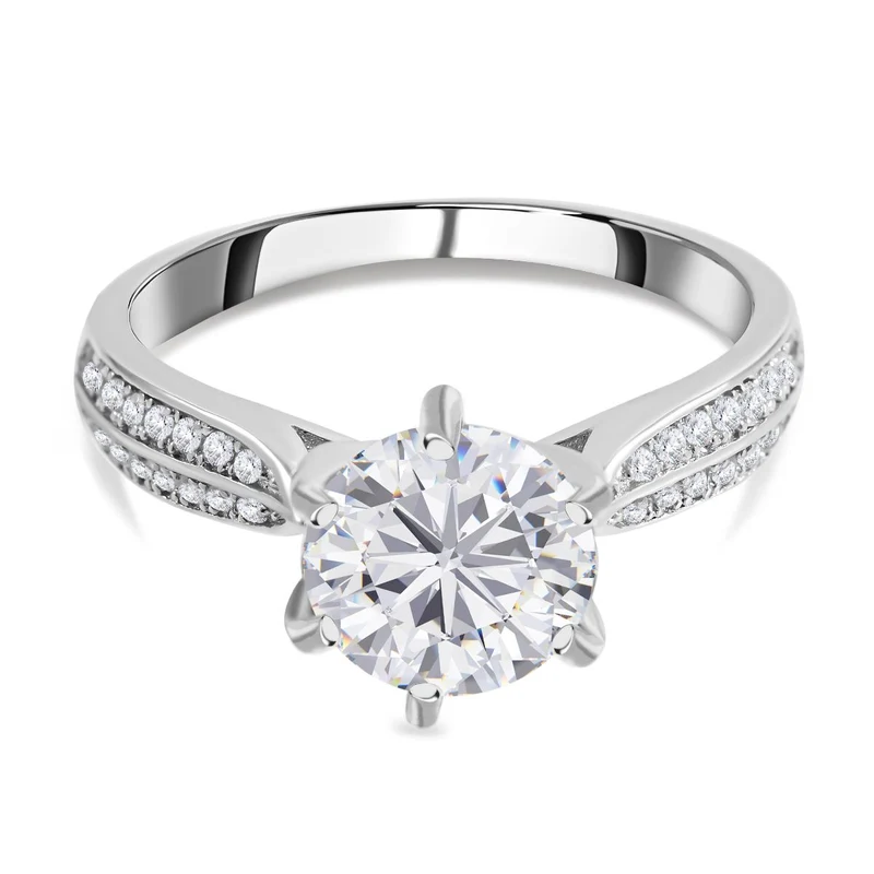 Lustro Stella - Weißer Zirkonia Ring, 925 Silber platiniert ca. 3.69 ct