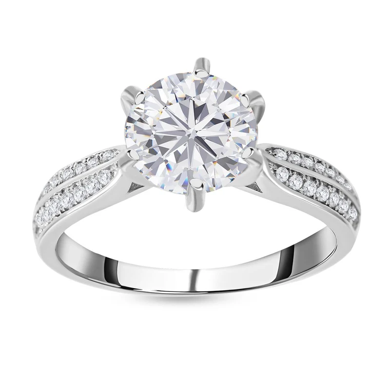 Lustro Stella - Weißer Zirkonia Ring, 925 Silber platiniert ca. 3.69 ct