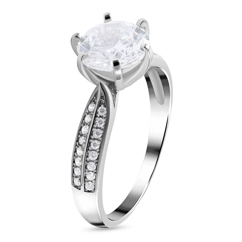 Lustro Stella - Weißer Zirkonia Ring, 925 Silber platiniert ca. 3.69 ct