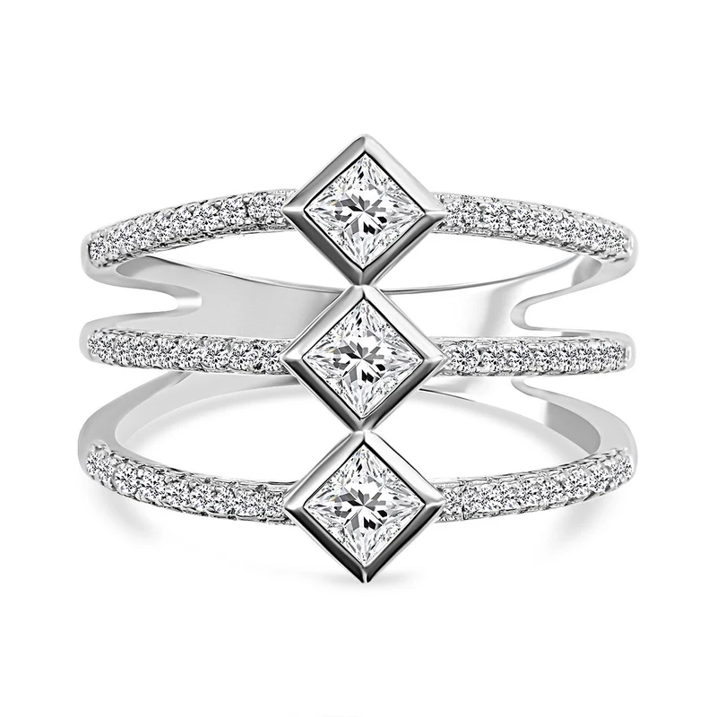 Lustro Stella - Weißer Zirkonia Ring, 925 Silber platiniert ca. 1,39 ct
