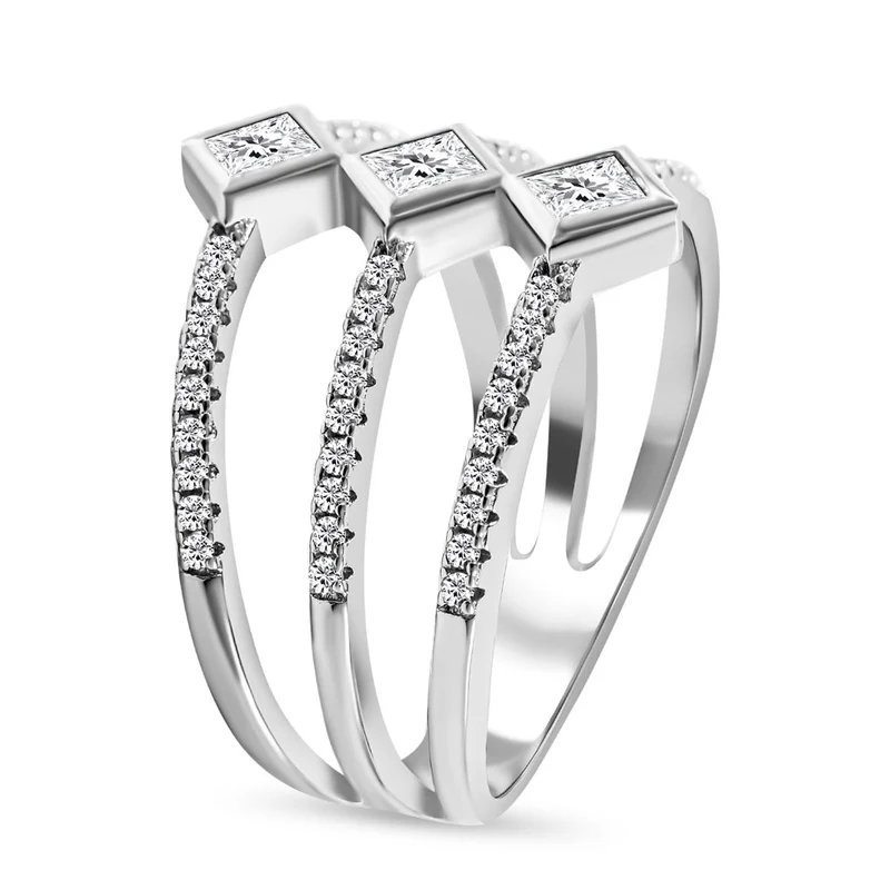 Lustro Stella - Weißer Zirkonia Ring, 925 Silber platiniert ca. 1,39 ct