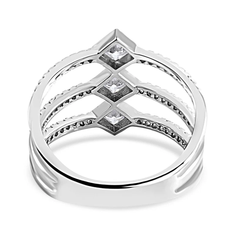 Lustro Stella - Weißer Zirkonia Ring, 925 Silber platiniert ca. 1,39 ct