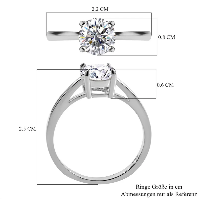Lustro Stella - weißer Zirkonia Ring, 925 Silber platiniert ca. 2.15 ct