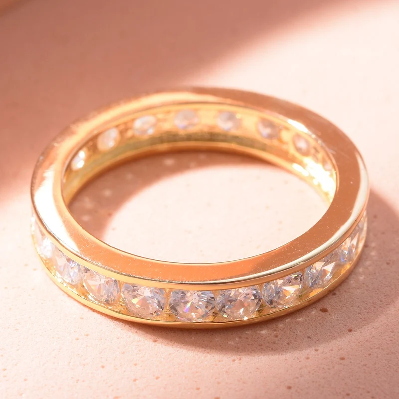 Lustro Stella - Weißer Zirkonia Ring, 925 Silber vergoldet ca. 3,96 ct