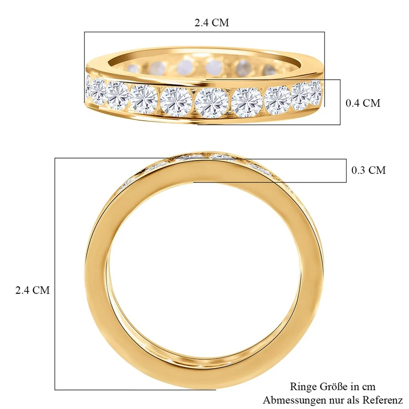 Lustro Stella - Weißer Zirkonia Ring, 925 Silber vergoldet ca. 3,96 ct