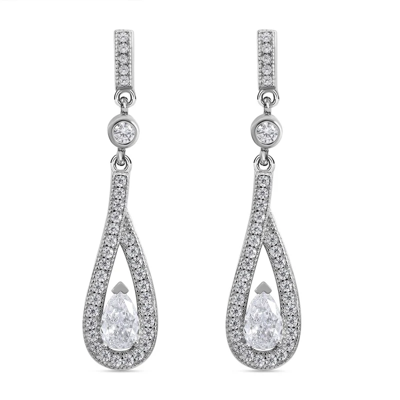 Lustro Stella - Weiße Zirkonia Ohrringe, 925 Silber platiniert ca. 2.17 ct