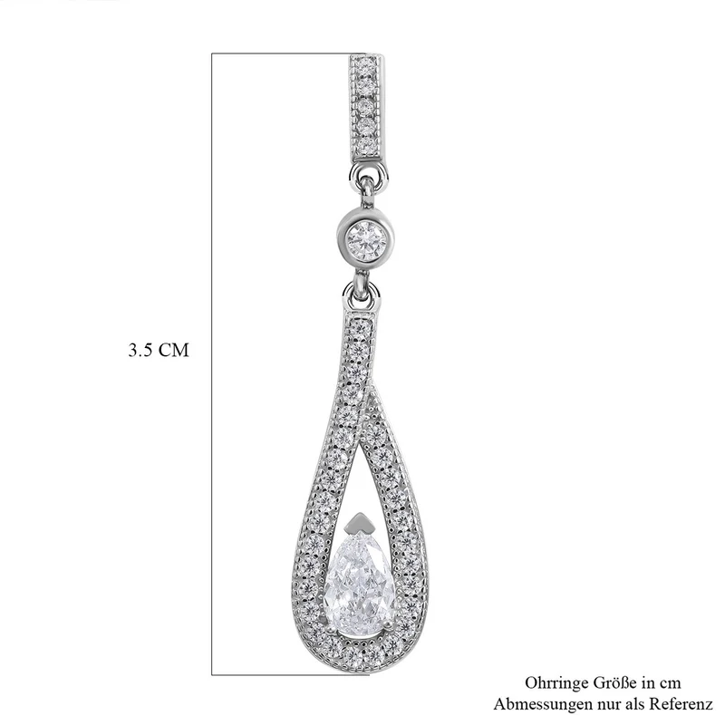 Lustro Stella - Weiße Zirkonia Ohrringe, 925 Silber platiniert ca. 2.17 ct