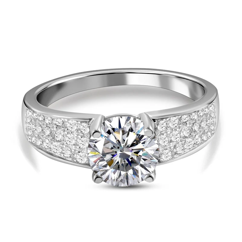 Lustro Stella - Weißer Zirkonia Ring, 925 Silber platiniert ca. 2.55 ct