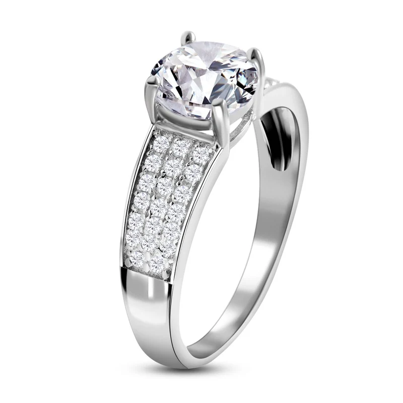 Lustro Stella - Weißer Zirkonia Ring, 925 Silber platiniert ca. 2.55 ct