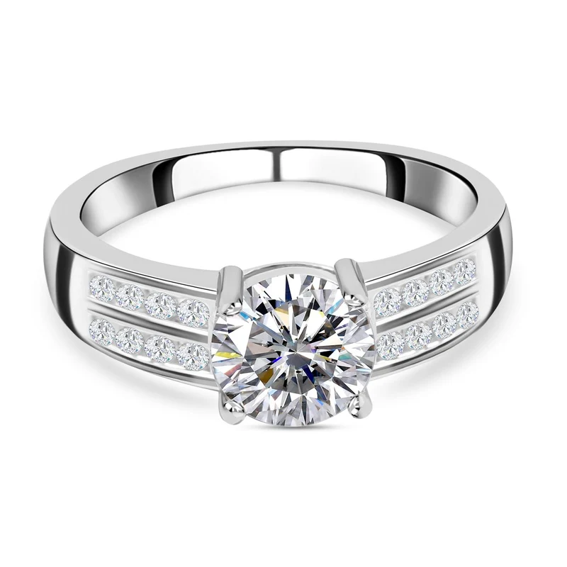 Lustro Stella - Weißer Zirkonia Ring, 925 Silber platiniert ca. 2,52 ct