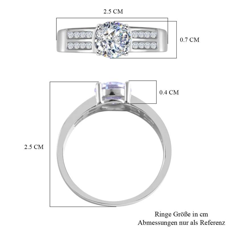 Lustro Stella - Weißer Zirkonia Ring, 925 Silber platiniert ca. 2,52 ct
