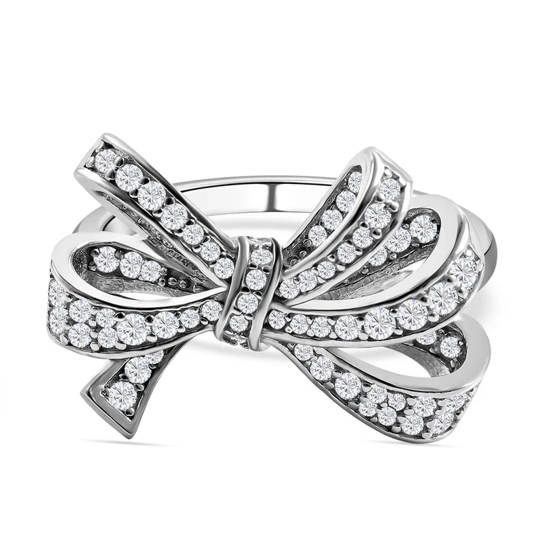 Lustro Stella - Weißer Zirkonia Ring, 925 Silber platiniert ca. 1,00 ct