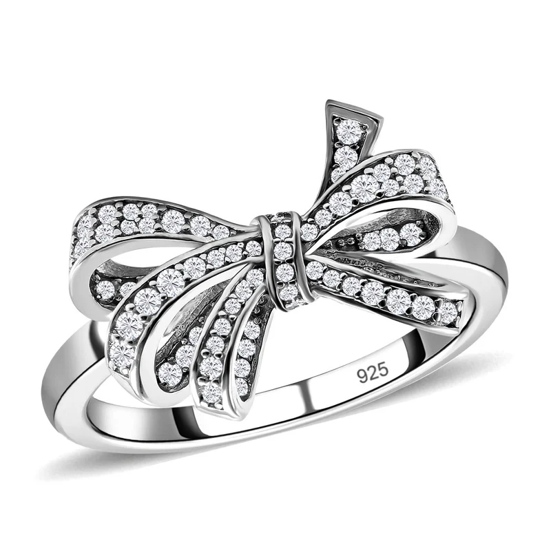 Lustro Stella - Weißer Zirkonia Ring, 925 Silber platiniert ca. 1,00 ct