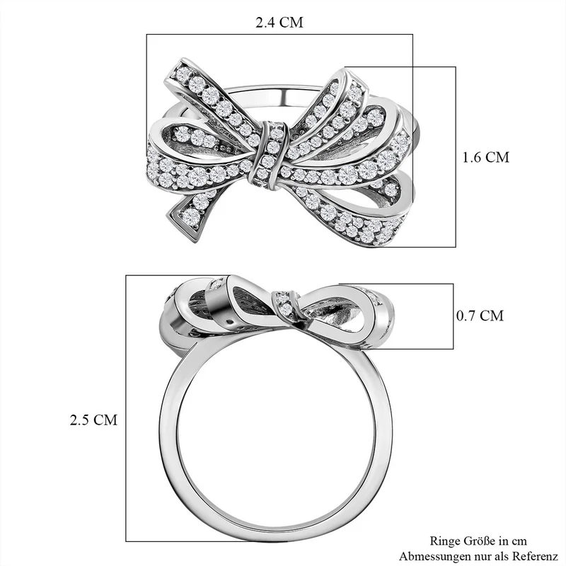Lustro Stella - Weißer Zirkonia Ring, 925 Silber platiniert ca. 1,00 ct