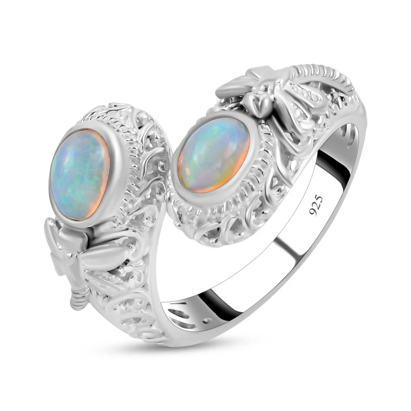 Royal Bali - Natürlicher, äthiopischer Welo Opal Ring, 925 Silber ca. 1,20 ct