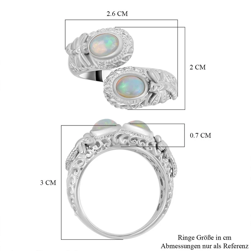 Royal Bali - Natürlicher, äthiopischer Welo Opal Ring, 925 Silber ca. 1,20 ct