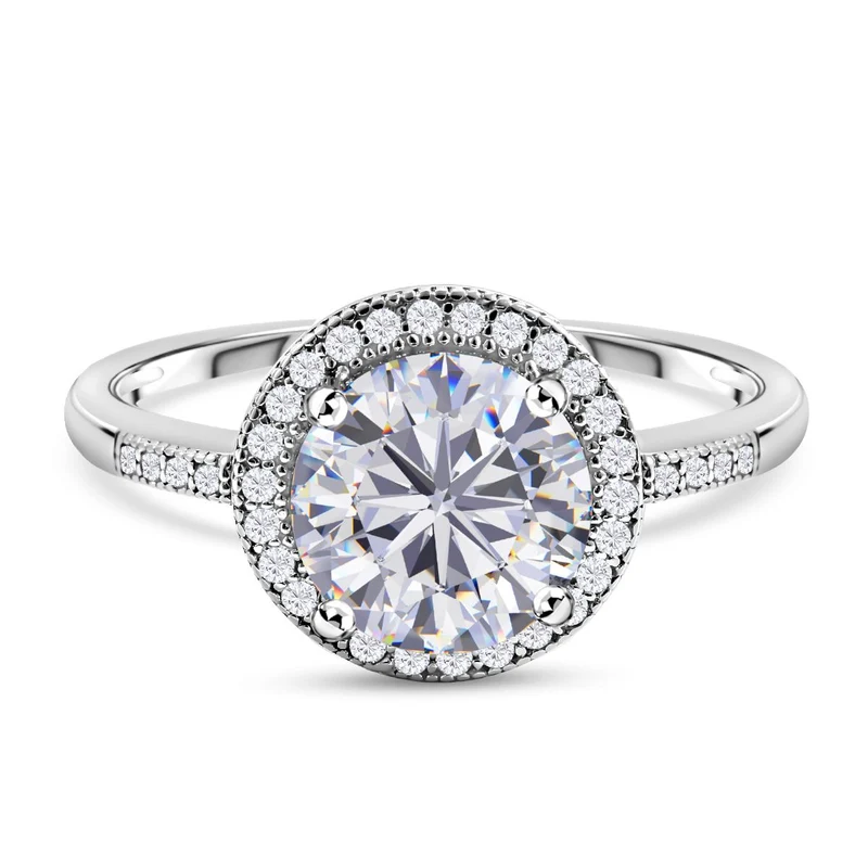Lustro Stella - Weißer Zirkonia Ring, 925 Silber platiniert ca. 3.65 ct