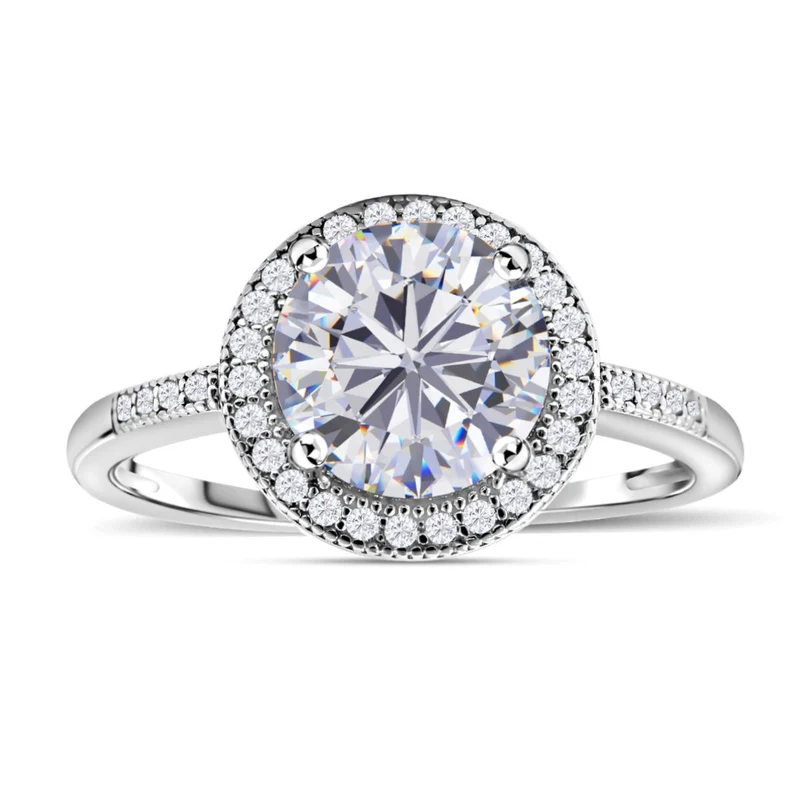 Lustro Stella - Weißer Zirkonia Ring, 925 Silber platiniert ca. 3.65 ct