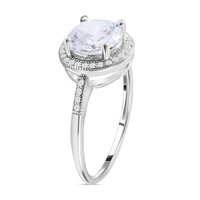 Lustro Stella - Weißer Zirkonia Ring, 925 Silber platiniert ca. 3.65 ct