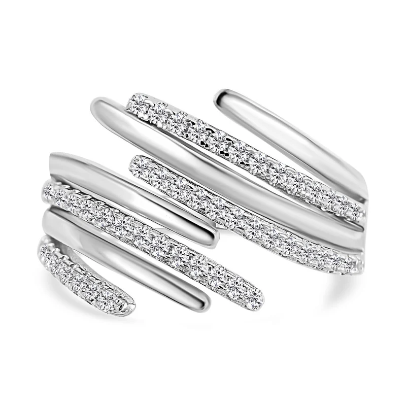 Lustro Stella - Weißer Zirkonia Ring, 925 Silber platiniert ca. 0.73 ct