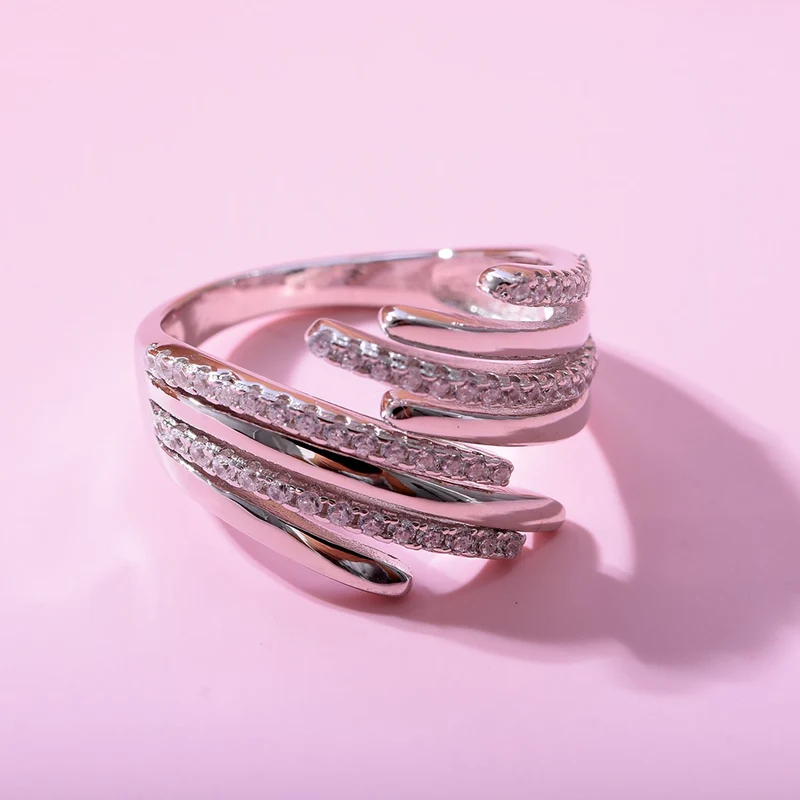 Lustro Stella - Weißer Zirkonia Ring, 925 Silber platiniert ca. 0.73 ct