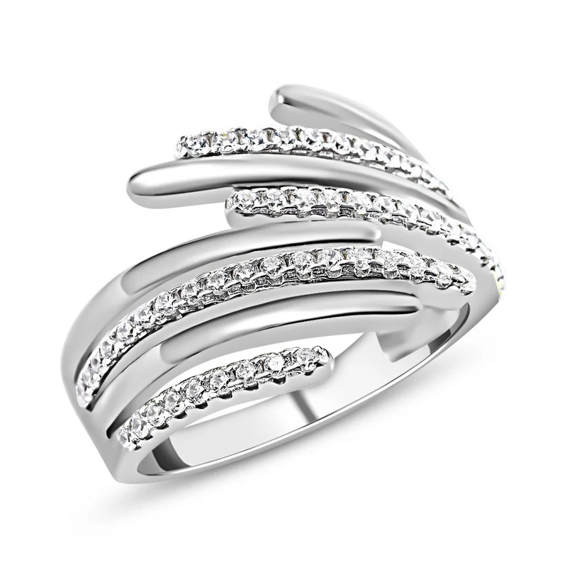 Lustro Stella - Weißer Zirkonia Ring, 925 Silber platiniert ca. 0.73 ct