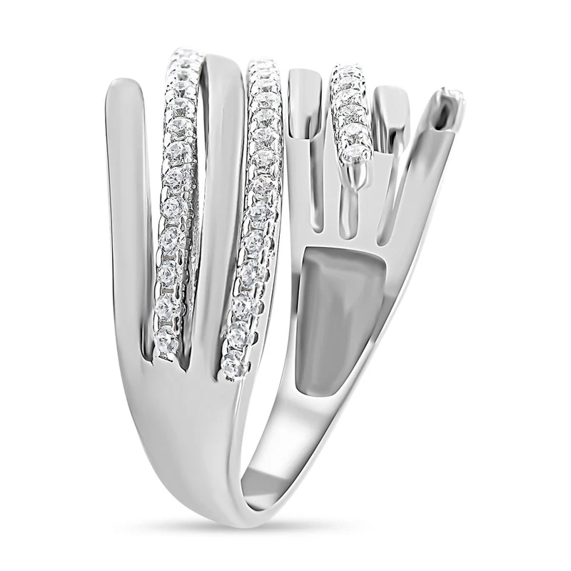 Lustro Stella - Weißer Zirkonia Ring, 925 Silber platiniert ca. 0.73 ct
