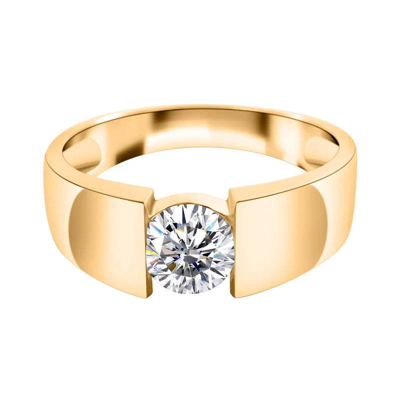 Lustro Stella - Weißer Zirkonia Ring, 925 Silber vergoldet ca. 1,40 ct