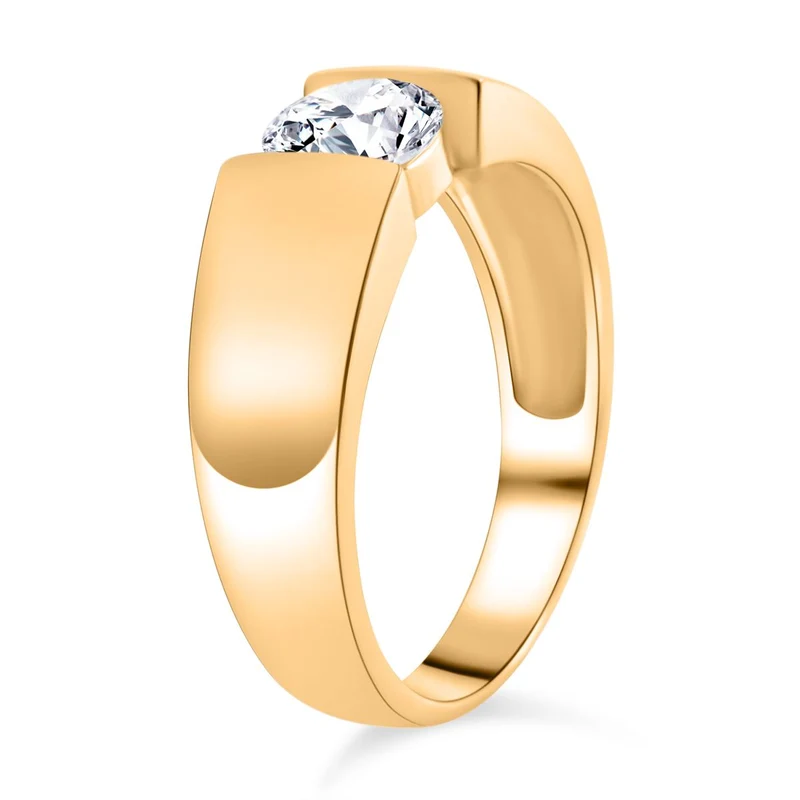Lustro Stella - Weißer Zirkonia Ring, 925 Silber vergoldet ca. 1,40 ct