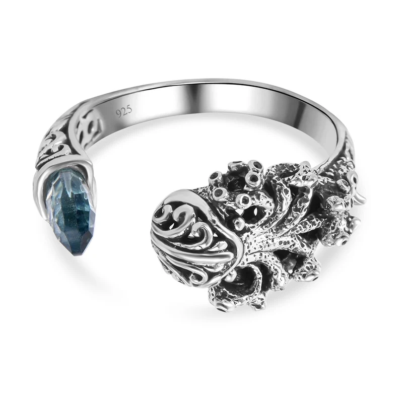 Royal Bali - Himmelblauer Topas Ring, 925 Silber ca. 3,00 ct