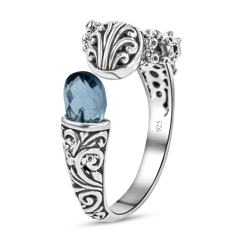 Royal Bali - Himmelblauer Topas Ring, 925 Silber ca. 3,00 ct