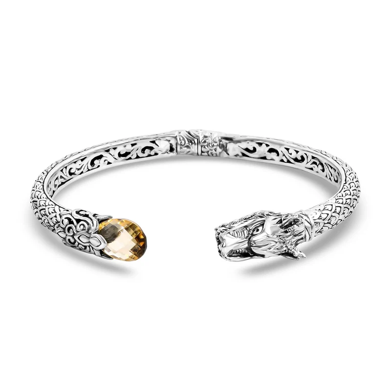 Royal Bali Kollektion - Citrin Armreif, ca. 19 cm, 925 Silber ca. 7.00 ct