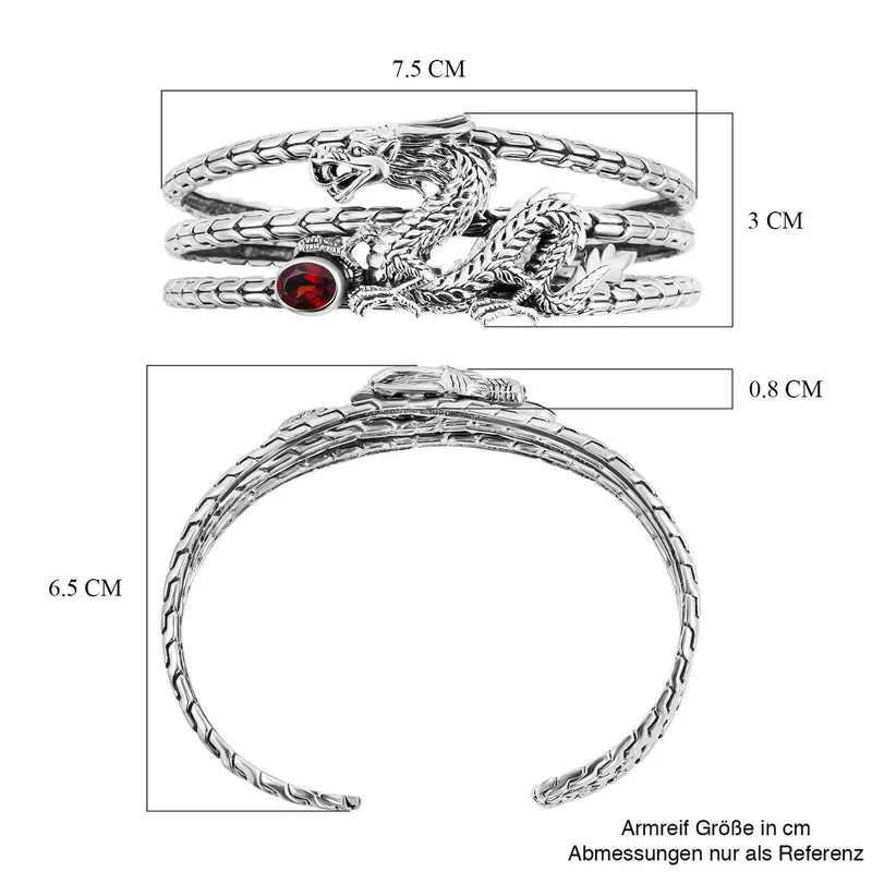 Royal Bali - Roter Granat Armreif, ca. 19 cm, 925 Silber ca. 1,14 ct