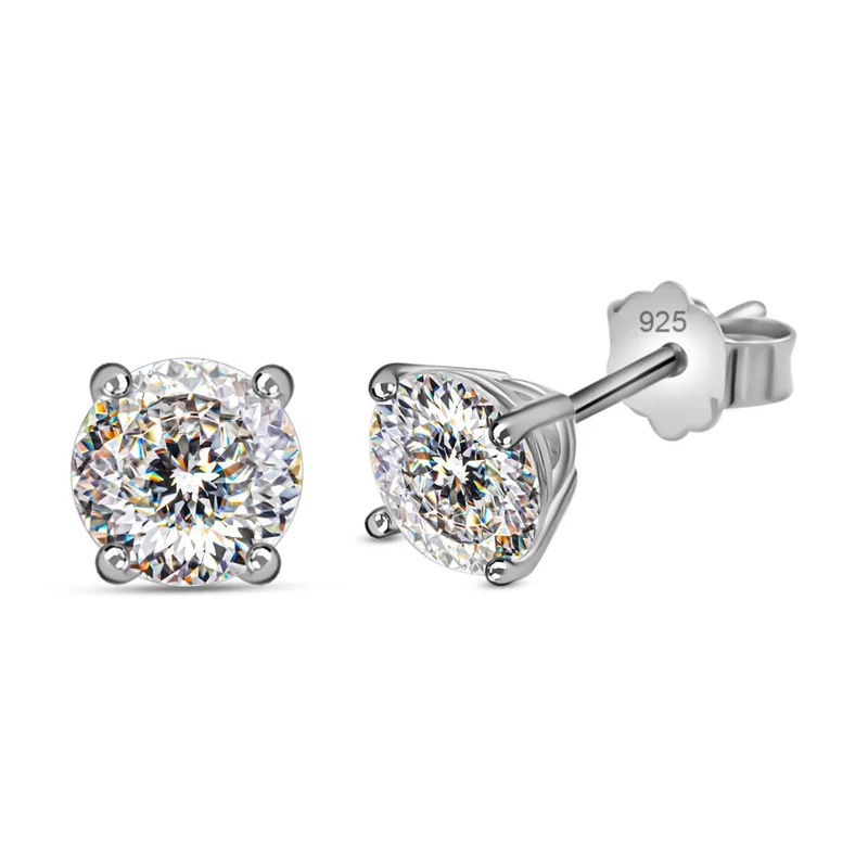 Lustro Stella - 200 Facetten weiße Zirkonia Ohrringe, 925 Silber rhodiniert ca. 2.97 ct