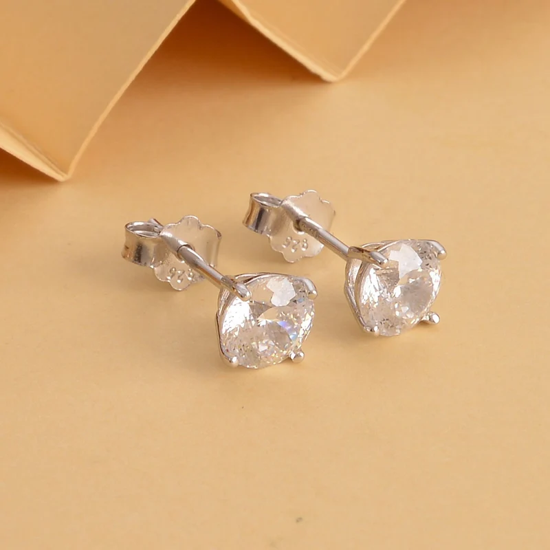 Lustro Stella - 200 Facetten weiße Zirkonia Ohrringe, 925 Silber rhodiniert ca. 2.97 ct