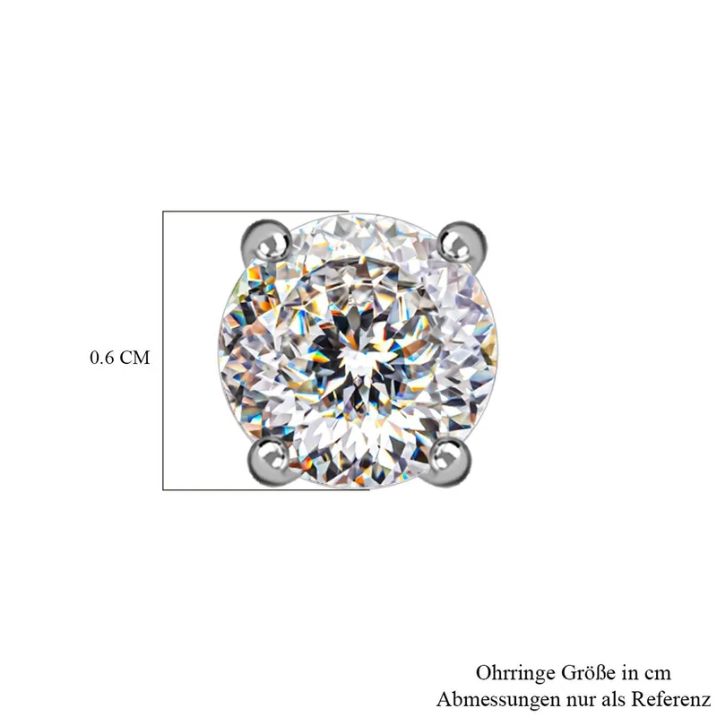 Lustro Stella - 200 Facetten weiße Zirkonia Ohrringe, 925 Silber rhodiniert ca. 2.97 ct