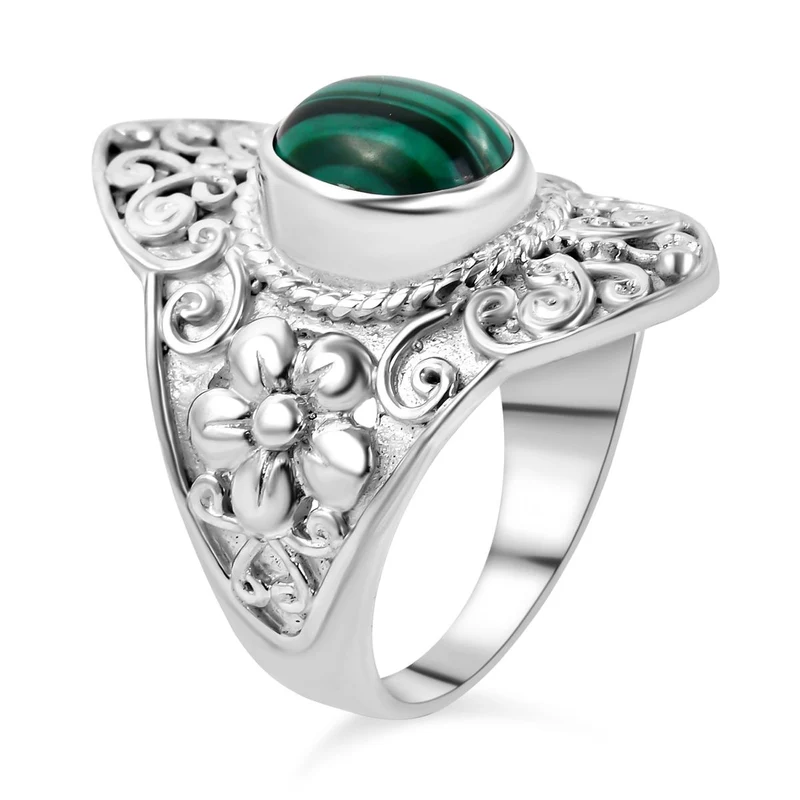 Royal Bali - Malachit Ring 925 Silber ca. 2,00 ct