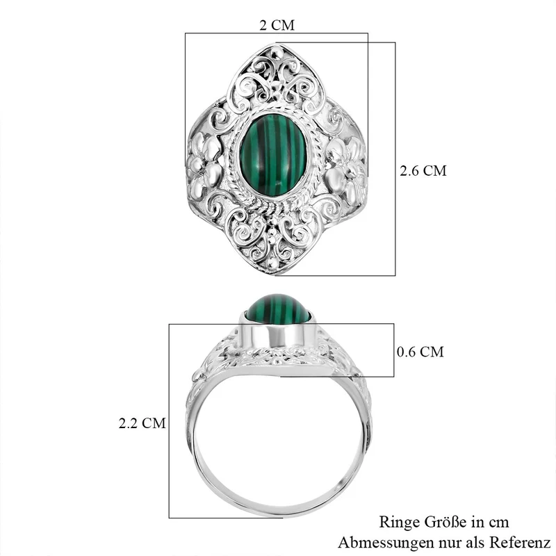 Royal Bali - Malachit Ring 925 Silber ca. 2,00 ct