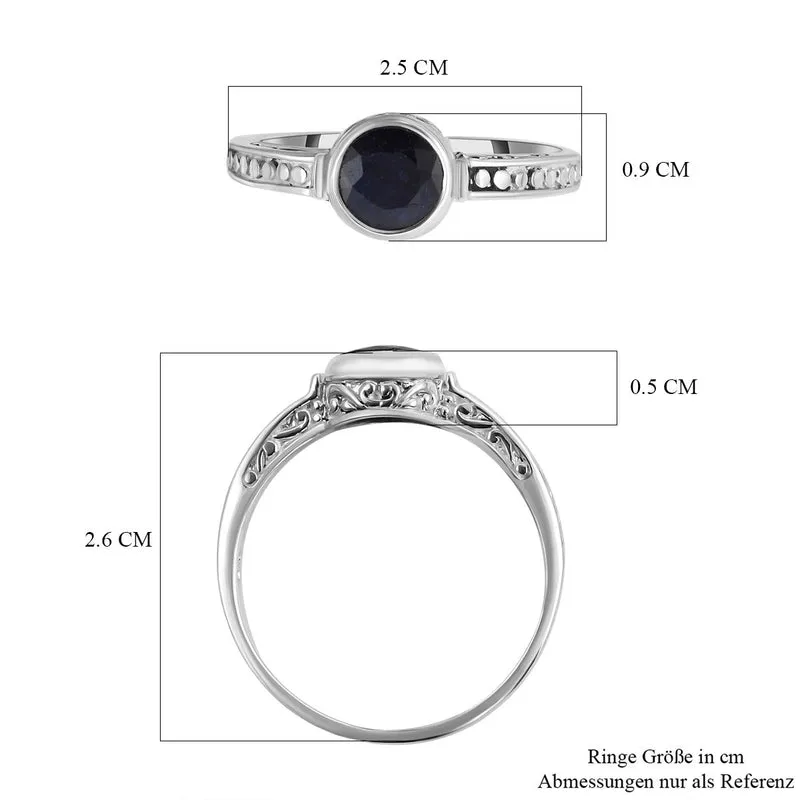 Royal Bali - Blauer Saphir Ring 925 Silber (Größe 16.00) ca. 1,75 ct