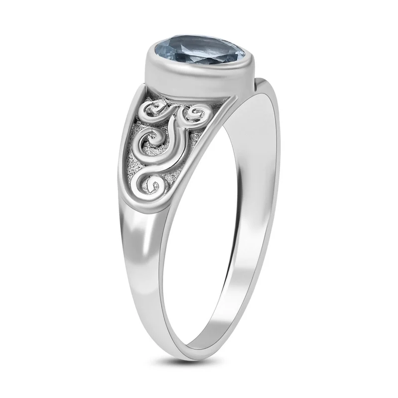 Royal Bali Kollektion - Himmelblauer Topas Ring, 925 Silber ca. 1,46 ct