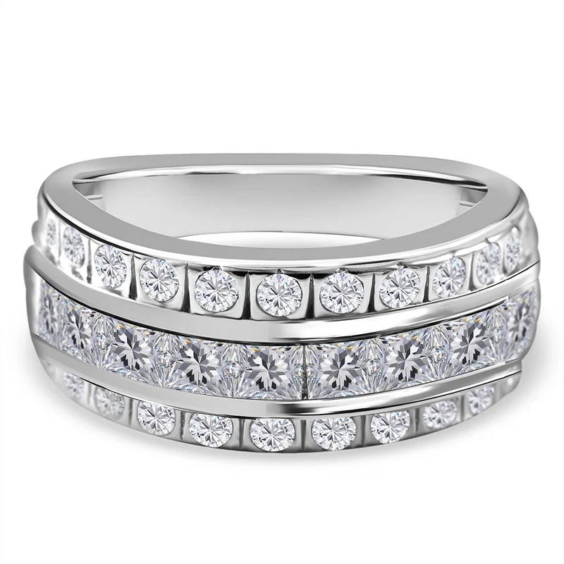 Lustro Stella - Weißer Zirkonia Ring, 925 Silber rhodiniert ca. 1.66 ct