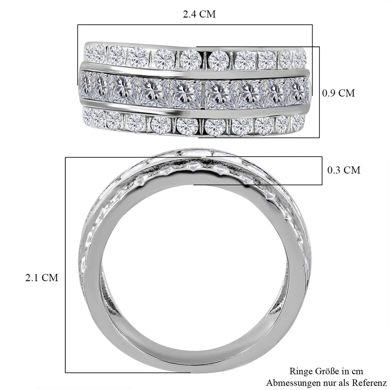 Lustro Stella - Weißer Zirkonia Ring, 925 Silber rhodiniert ca. 1.66 ct
